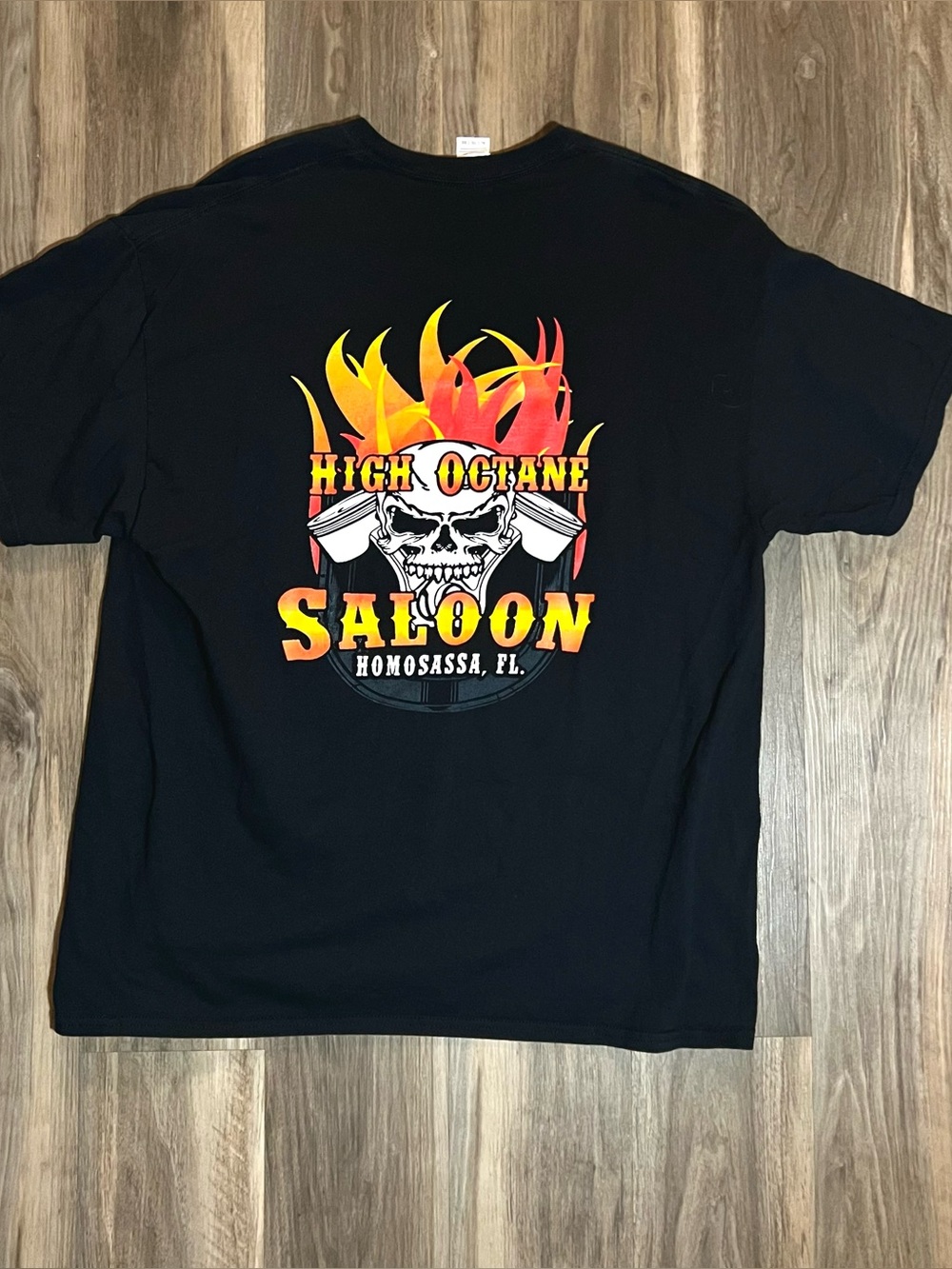 Retro Florida High Octane Saloon Black Graphic Print T-shirt Size XL Skull